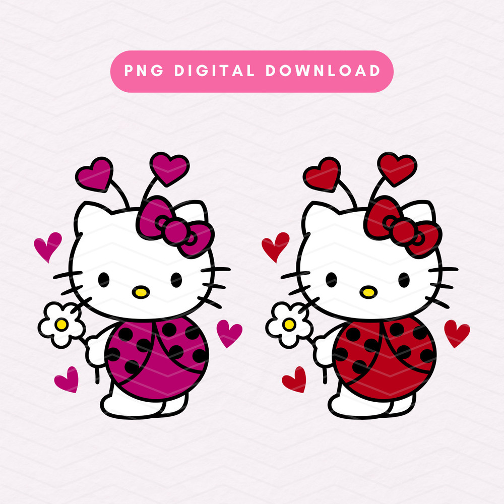 Ladybug Kitty PNG, Kawaii Kitty Sublimation Graphic, Cute Ladybug Clipart, Ladybug, Floral, Valentine's Day PNG Digital Download.jpg
