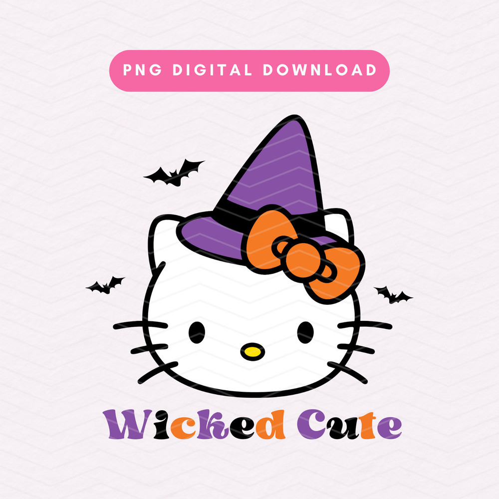 Wicked Cute Halloween PNG, Kawaii Kitty Witch PNG, Cute & Spooky Sublimation Graphic, Digital Download.jpg
