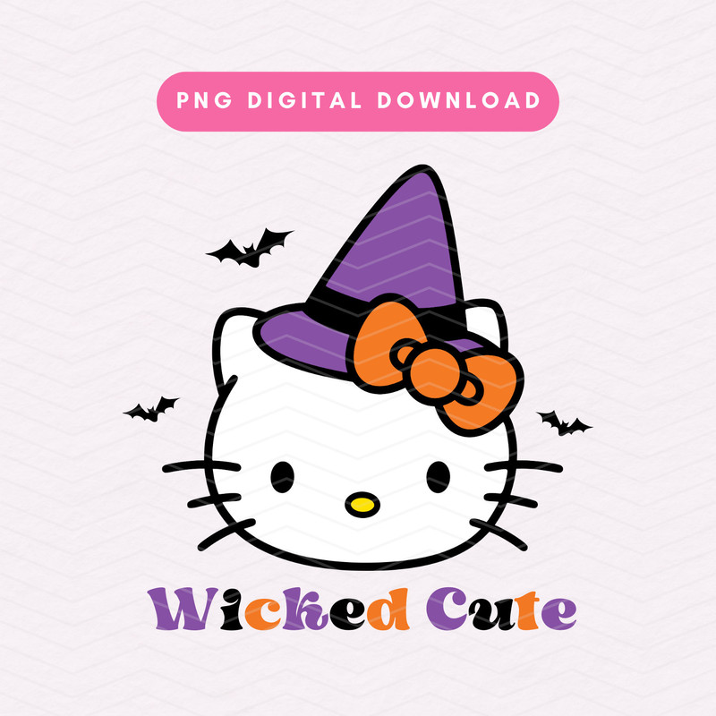 Wicked Cute Halloween PNG, Kawaii Kitty Witch PNG, Cute & Spooky Sublimation Graphic, Digital Download.jpg