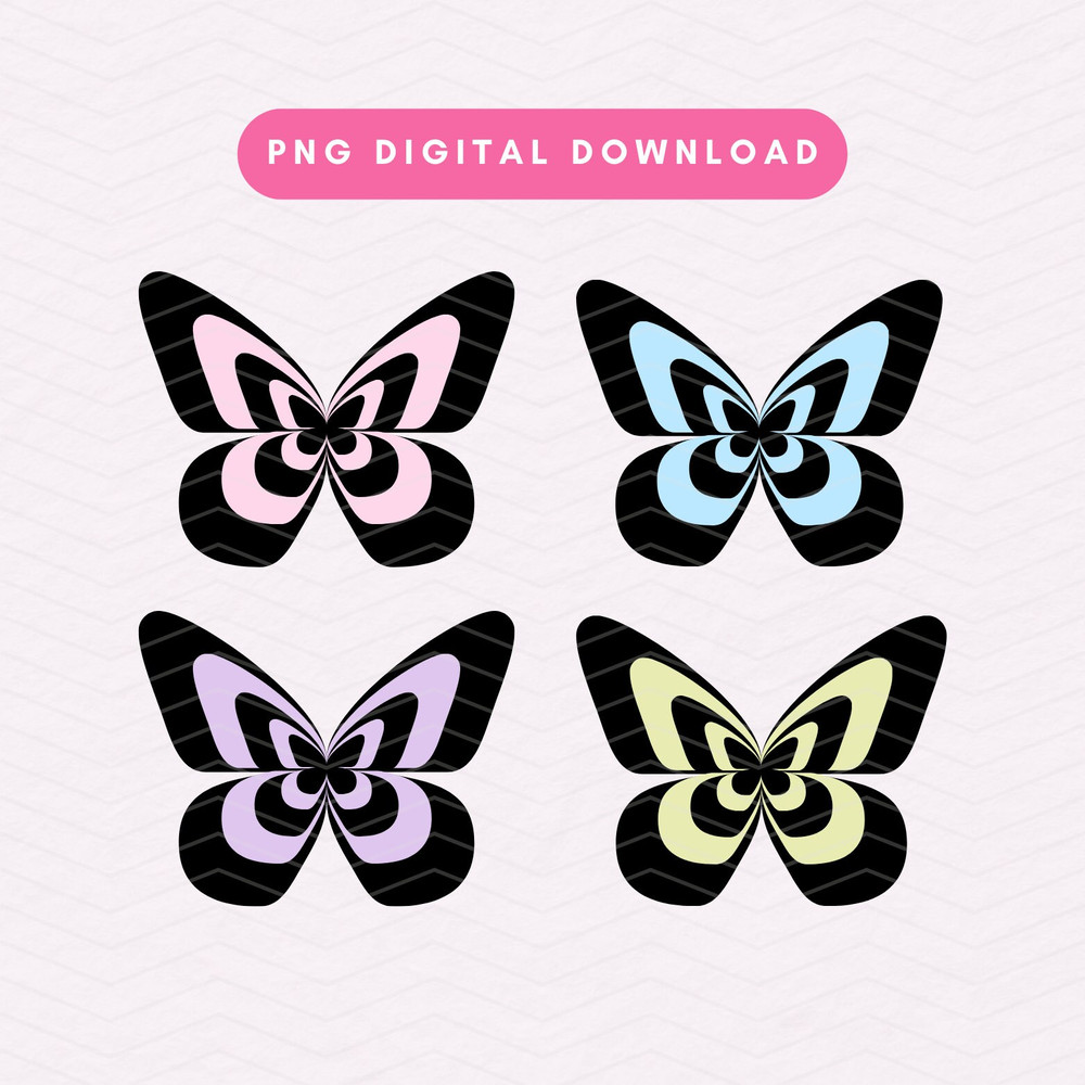 Y2K Multicolored Butterflies PNG, Trendy Y2K Butterfly PNG, Butterflies Sublimation Graphic.jpg