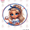 Cartoon Girl Baseball Fan Dodgers Blonde Hair Blue Eyes Messy Bun PNG Sublimation Digital Design Download DTF Print.jpg