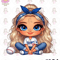 Cartoon Girl Baseball Fan Dodgers Blonde Hair Blue Eyes PNG Sublimation Digital Design Download DTF Print.jpg