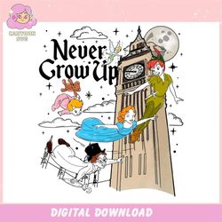 disney peter pan tinkerbell never grow up cartoon ,trending, mothers day svg, fathers day svg, bluey svg, mom svg, dady