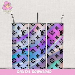 louis vuitton logo multicolor pattern tumbler wrap png