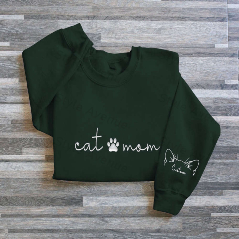 Cat Mom Embroidered Sweatshirt, Custom Mama Sweatshirt With Pet Names For Cat Lover.jpg