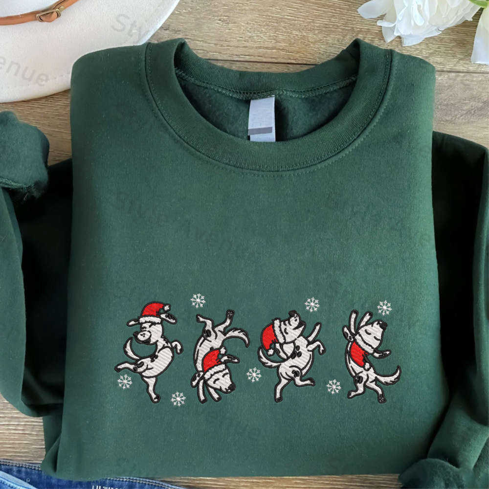 Christmas Dogs Embroidered Sweatshirt, Best Gift For Dog Lover.jpg