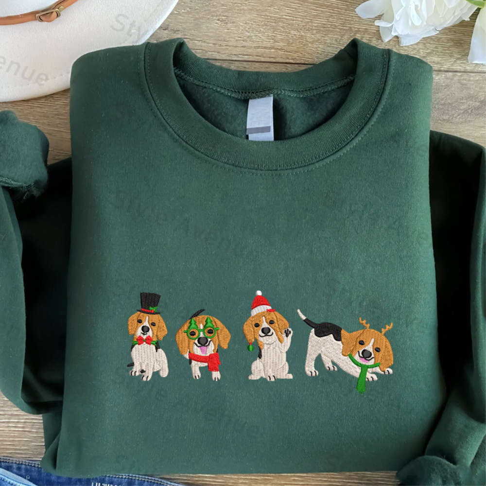 Christmas Dogs Embroidered Sweatshirt, Cute Dogs Embroidered Sweatshirt, Christmas Gift.jpg