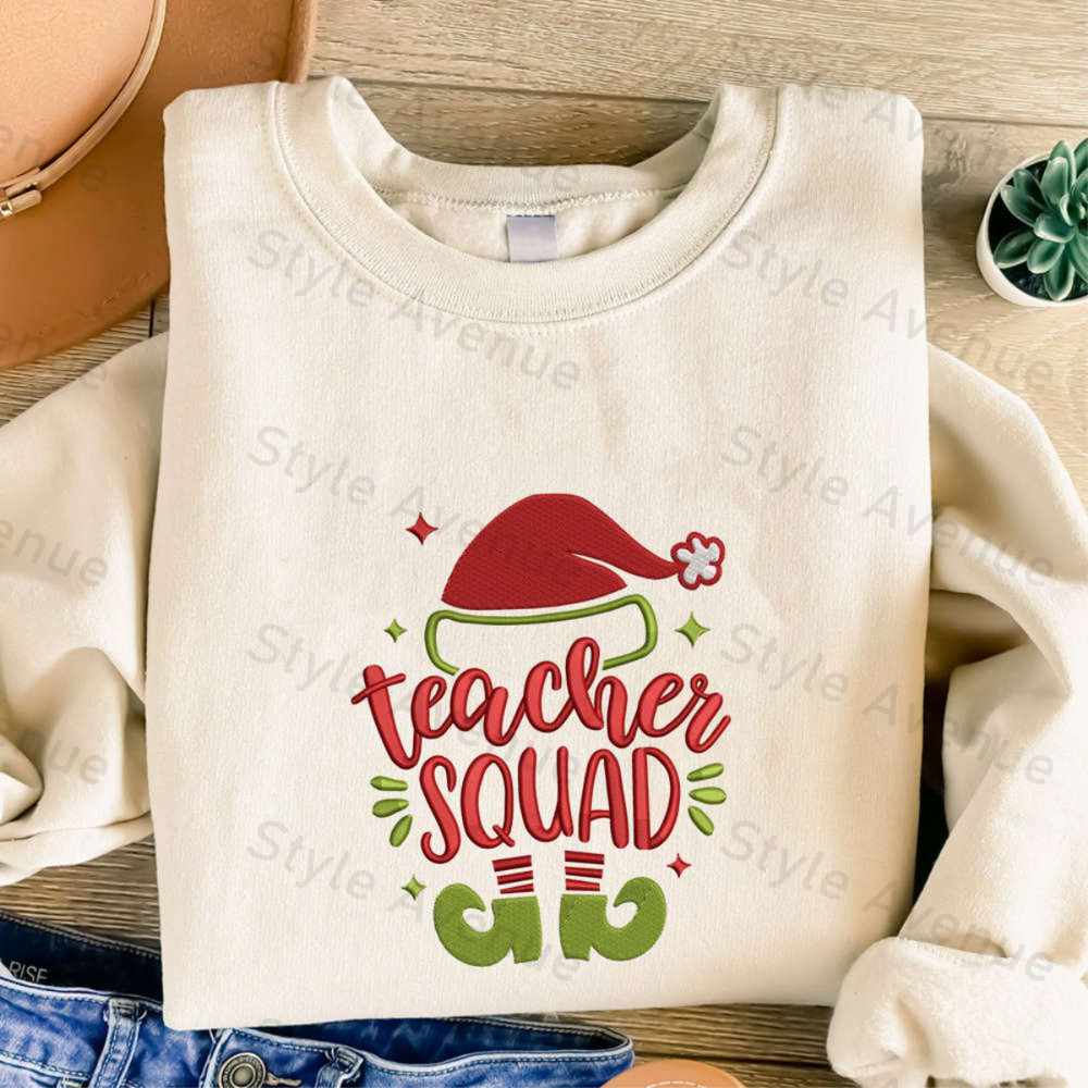 Christmas Teacher Squad Embroidered Sweatshirt, Best Gift For Family.jpg