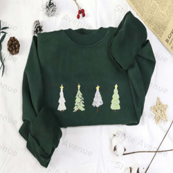 christmas tree embroidered sweatshirt crewneck sweatshirt for men and women
