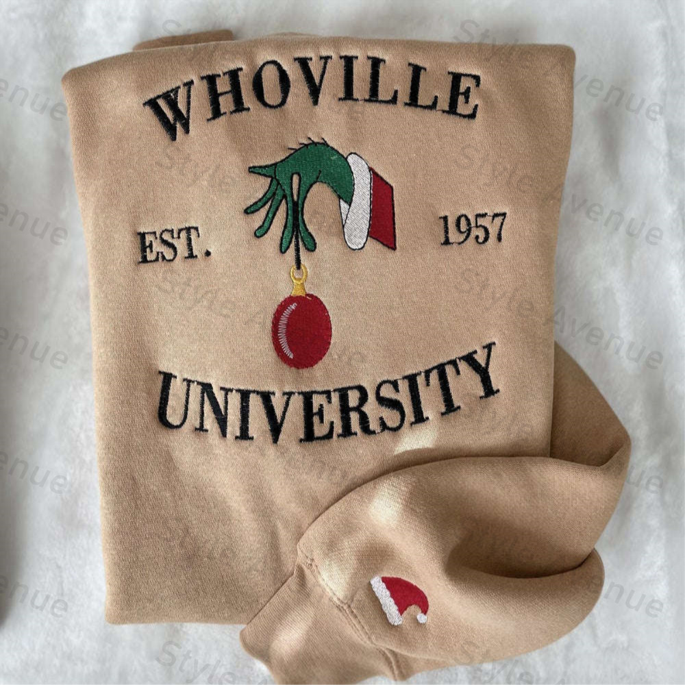 Christmas Whoville University Embroidered Sweatshirt 2D Crewneck Sweatshirt For Christmas.jpg