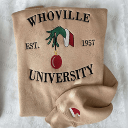 christmas whoville university embroidered sweatshirt 2d crewneck sweatshirt for christmas