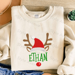 custom name christmas embroidered sweatshirt, christmas embroidered crewneck for family