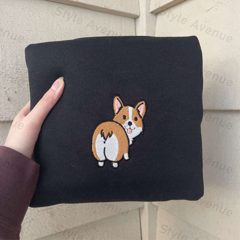 Cute Dog Embroidered Sweatshirt 2D Crewneck Sweatshirt For Family.jpg