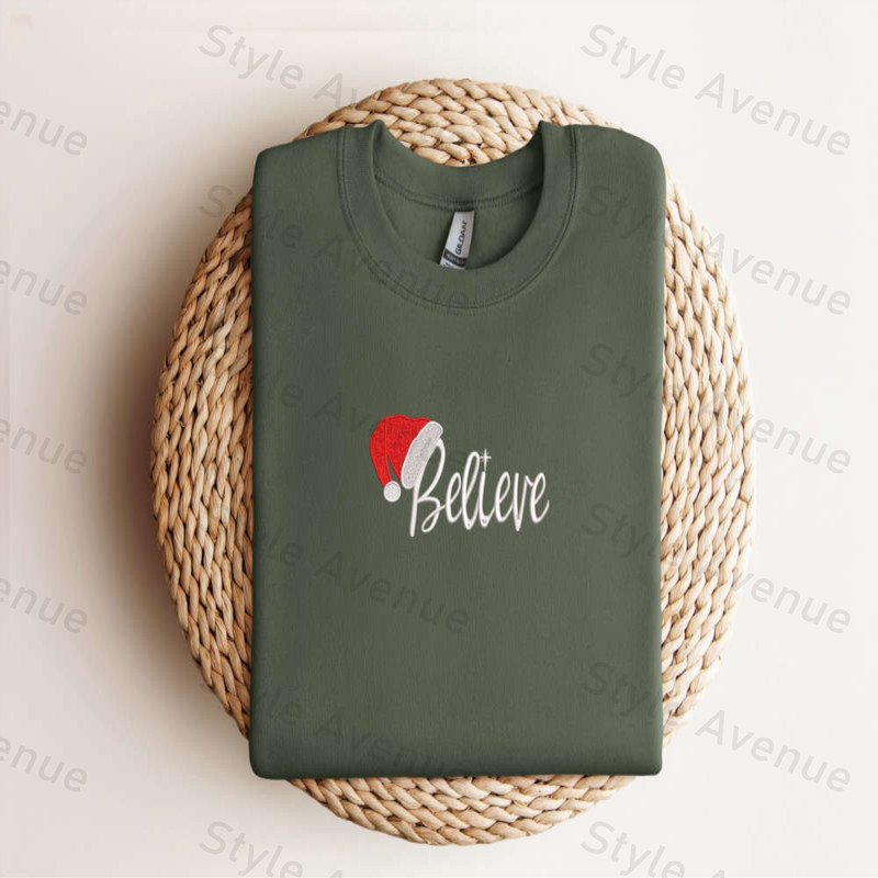Embroidered Believe In Santa Claus Christmas Sweatshirt Gift For Christmas.jpg