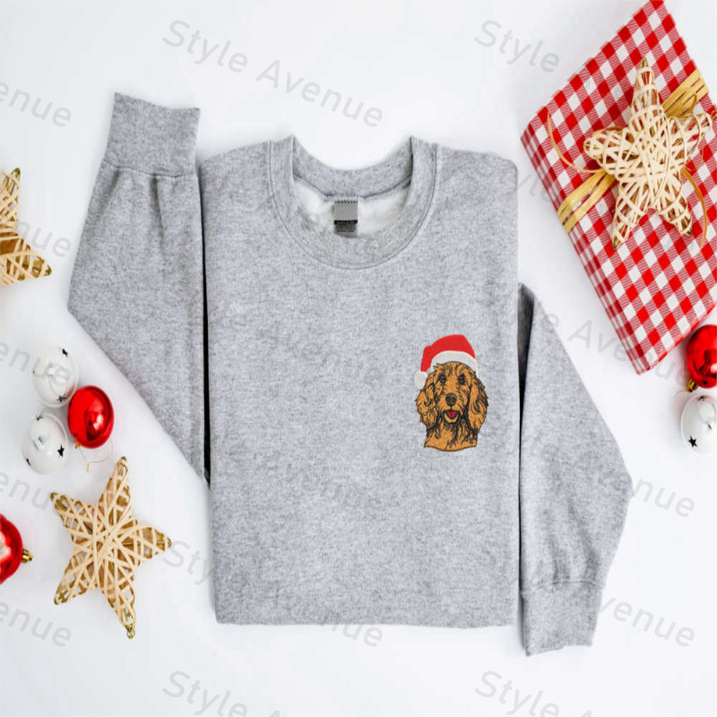Embroidered Christmas Dog Sweatshirt Embroidered Goldendoodle Santa Sweater For Christmas.jpg