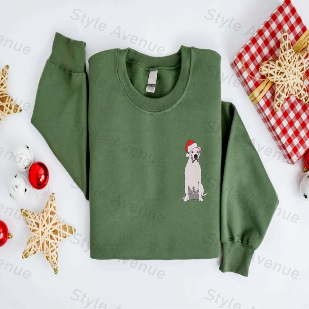 Embroidered Christmas Dog Sweatshirt Embroidered Pitbull Dog Christmas Sweater For Christmas.jpg