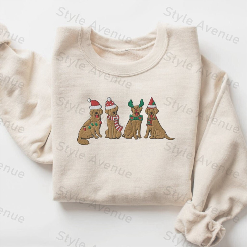 Embroidered Christmas Dog Sweatshirt, Christmas Dog Crewneck, For Dog Lovers.jpg