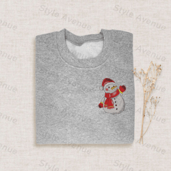 embroidered christmas snowman sweatshirt, embroidery family xmas crewneck for family