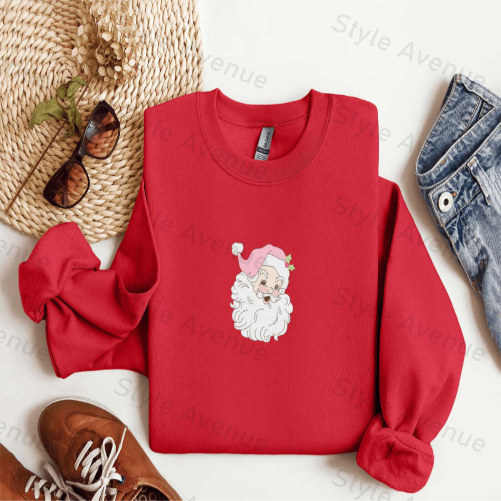 Embroidered Christmas Sweatshirt Embroidered Santa Sweatshirt For Family.jpg