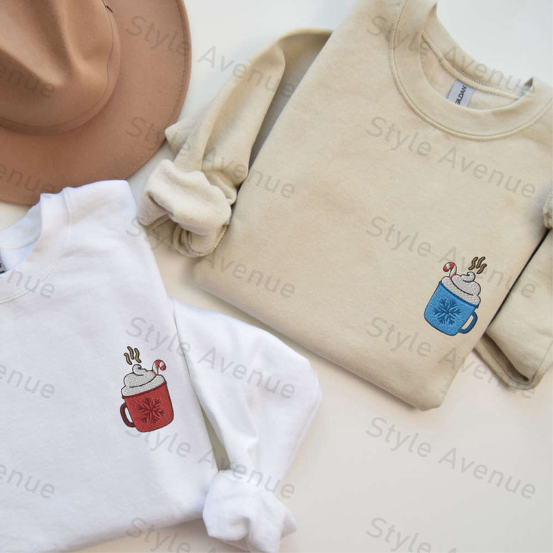 Embroidered Couples Matching Hot Cocoa Christmas Sweatshirts For Men Women.jpg