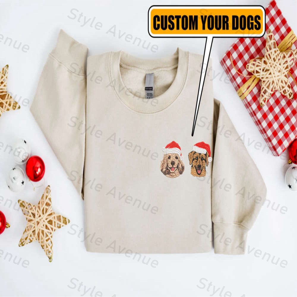 Embroidered Custom Christmas Dog Sweatshirt, Personalize Dog Christmas Sweater.jpg