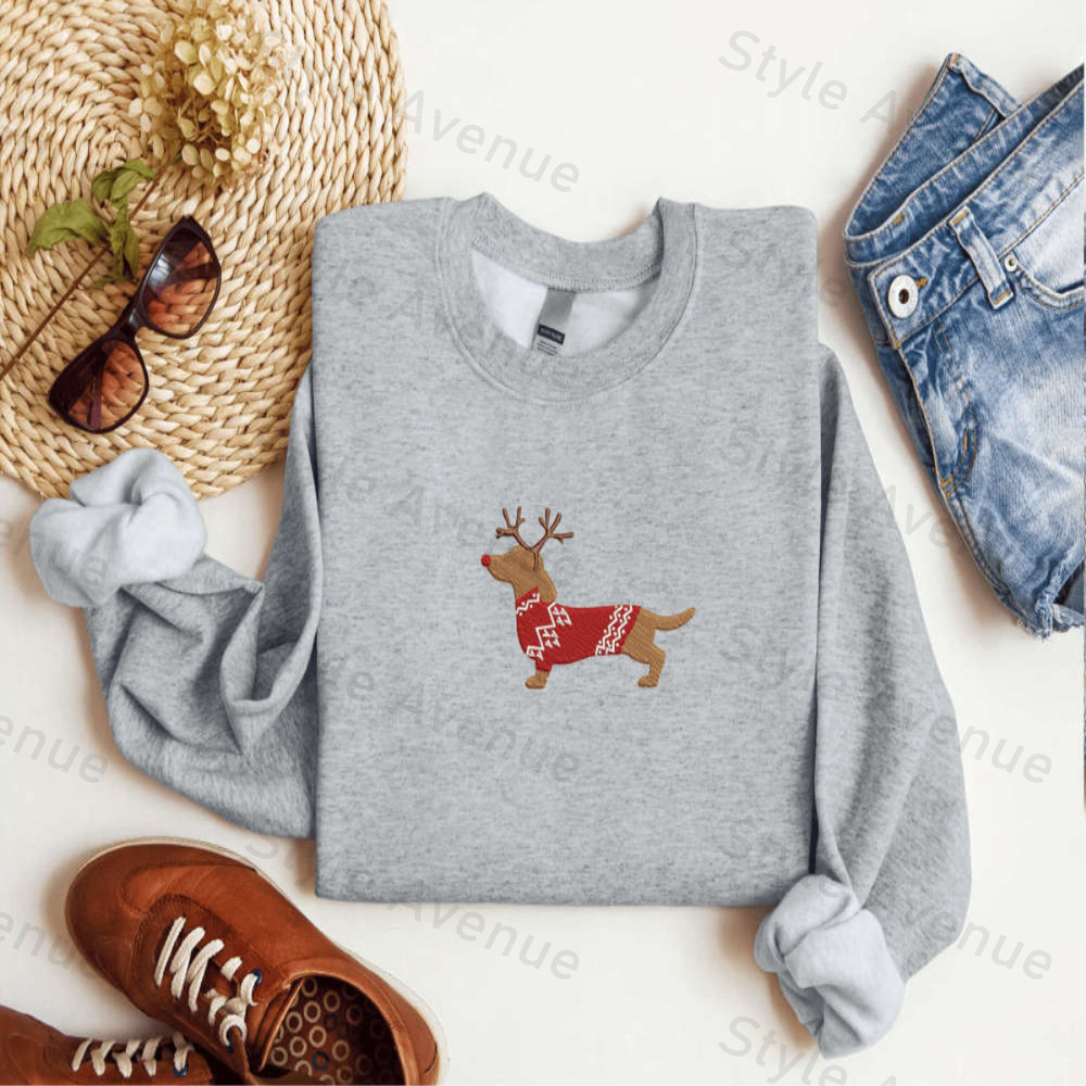 Embroidered Dachshund Reindeer Christmas Sweatshirt For Men And Women.jpg