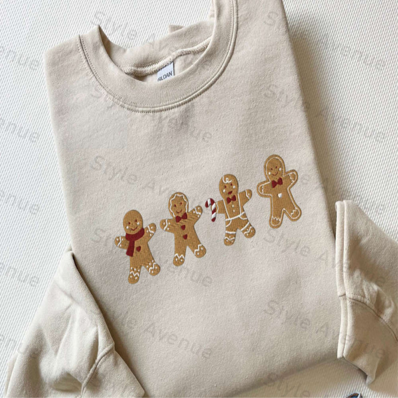Embroidered Gingerbread Cookies Sweatshirt, Gingerbread Embroidered Sweater, Xmas Gift.jpg