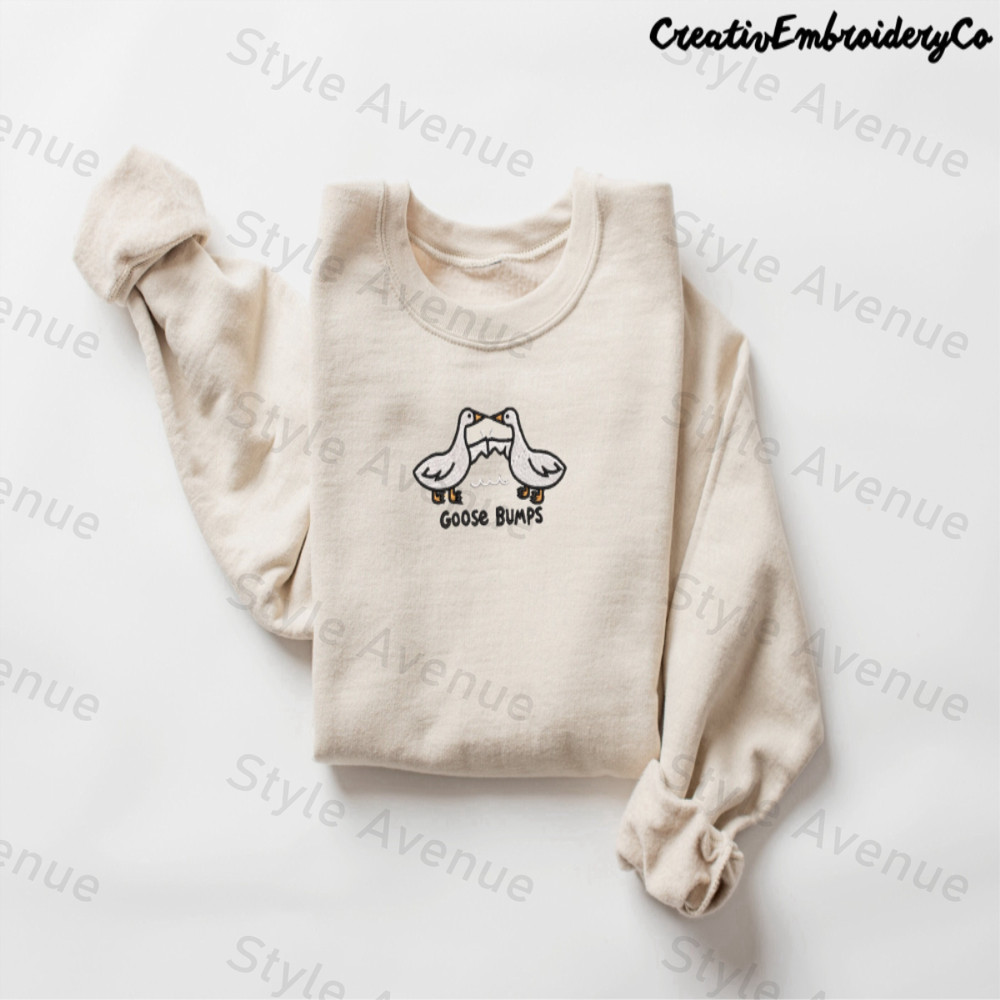 Embroidered Goose Bumps Sweatshirts, Goose Bumps Embroidery Crewneck For Family.jpg