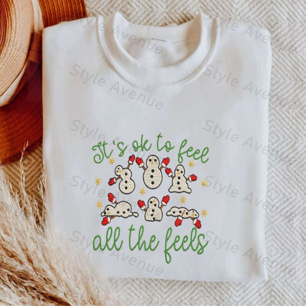 Embroidered Mental Health Sweatshirt, It's Ok To Feel All the Feels, Christmas Gift.jpg