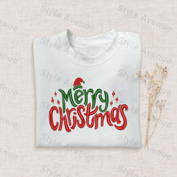embroidered merry christmas sweatshirt, happy christmas sweatshirt for family