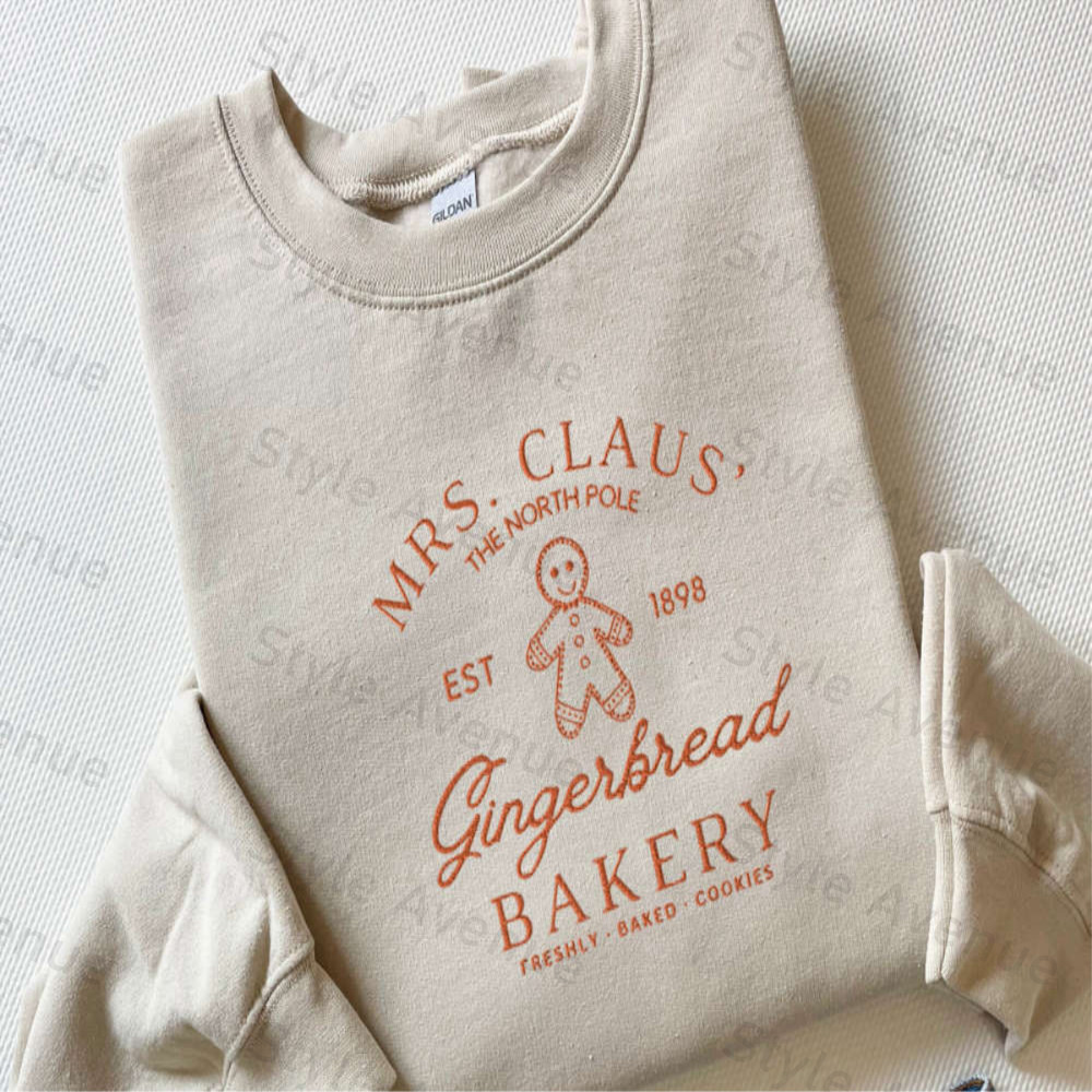 Embroidered Mrs Claus Gingerbread Christmas Sweatshirt, Gift For Christmas.jpg