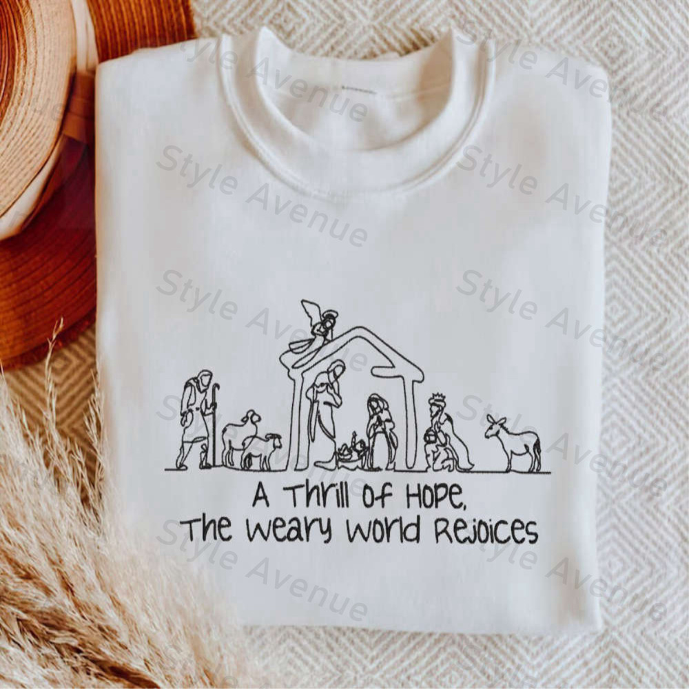 Embroidered Nativity Sweatshirt, Nativity Scene Sweater Gift For Christmas.jpg