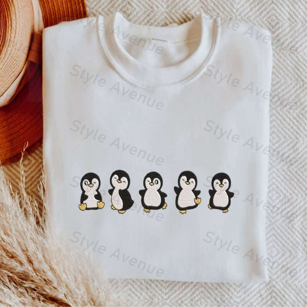 Embroidered Penguin Sweatshirt, Animal Crewneck, Gift For Penguin Lover.jpg