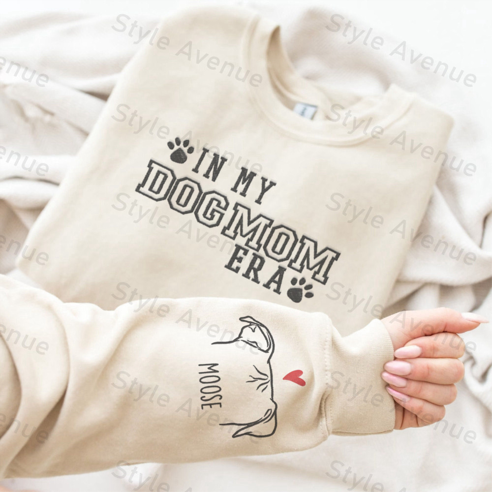 Embroidered Sleeve Sweatshirt with Your Dog Names, Gift For Dog Lover.jpg