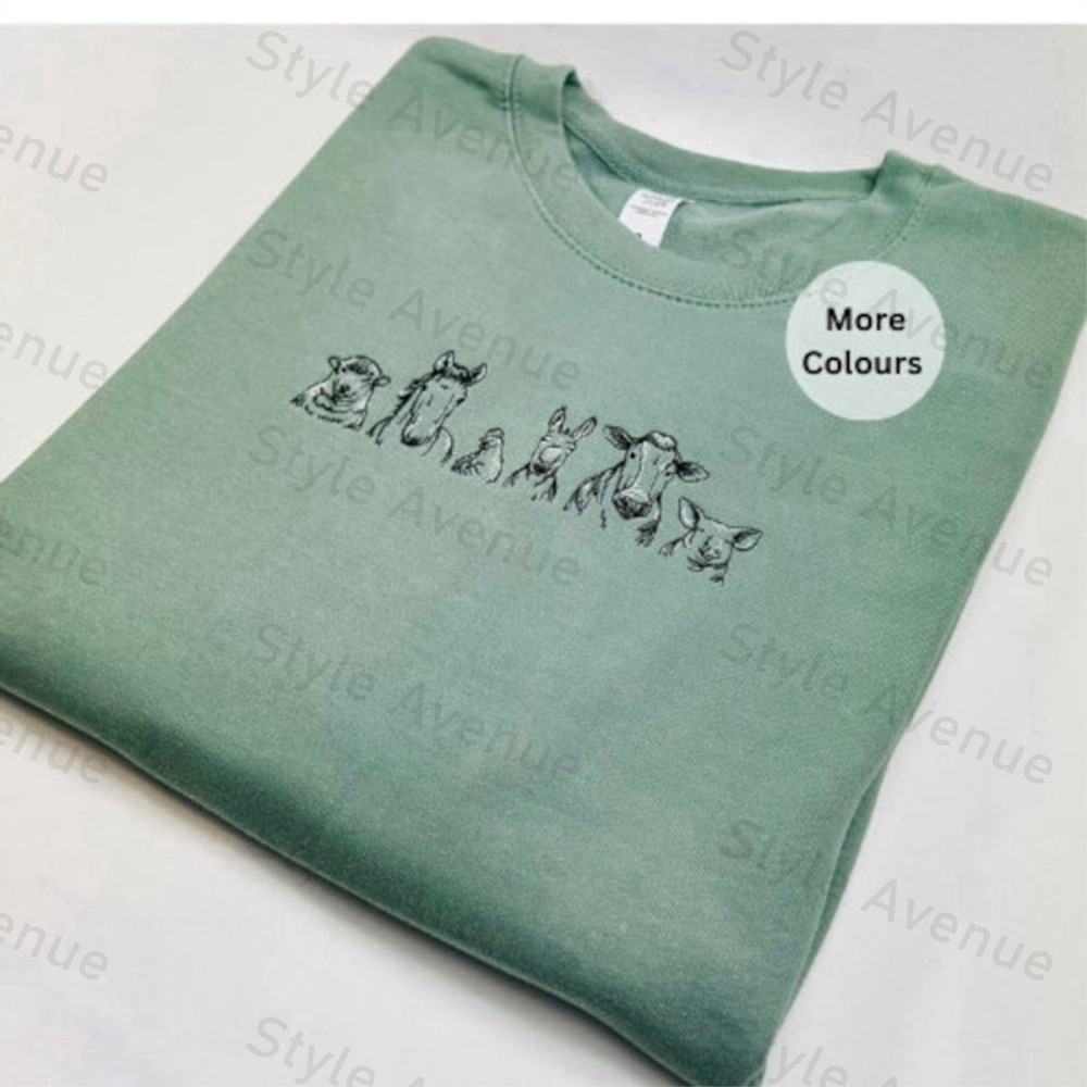 Farm Animals Embroidered Sweatshirt 2D Crewneck Sweatshirt For Family.jpg
