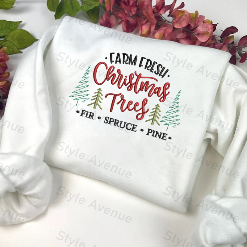 Farm Fresh Christmas Tree Embroidery Sweatshirt, Best Gift For Christmas.jpg
