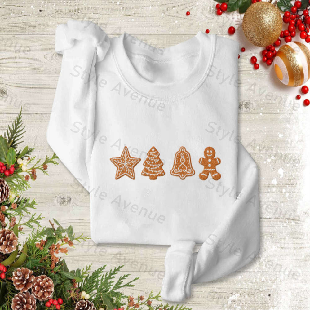 Gingerbread Embroiderd Sweatshirt, Gingerbread Cookies Embroidery, For Christmas.jpg