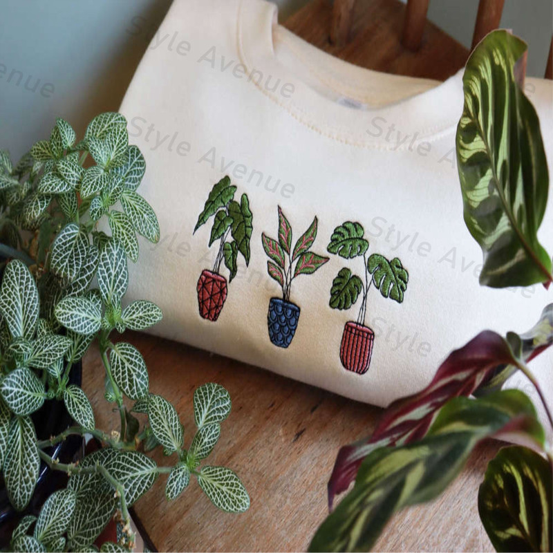 House Plants, Embroidered Sweatshirt, House Plant Eco Jumper Gift For Family.jpg