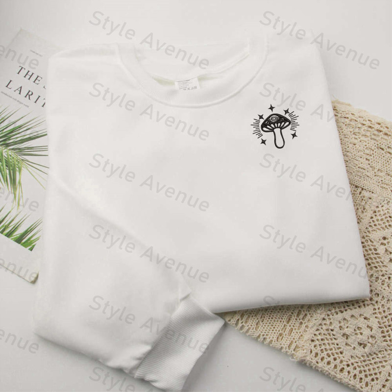 Mushroom Embroidered Crewneck, Embroidered Sweatshirts For Music Lovers.jpg