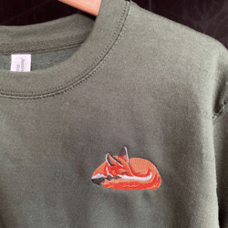 red fox embroidered sweatshirt 2d crewneck sweatshirt for men and women