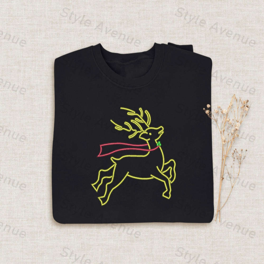 Reindeer Embroidered Halloween Sweatshirt 2D Crewneck Sweatshirt For Men Women.jpg