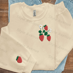 strawberry embroidered sweatshirt 2d crewneck sweatshirt for family
