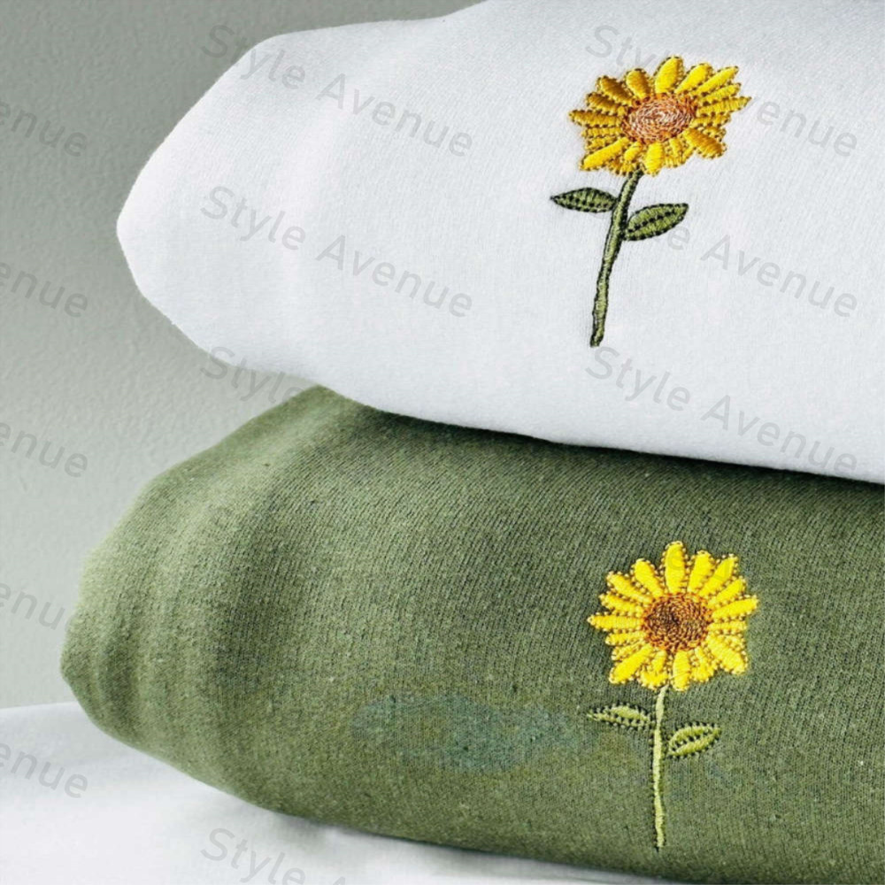 Sunflower Embroidered Sweatshirt 2D Crewneck Sweatshirt For Men And Women.jpg