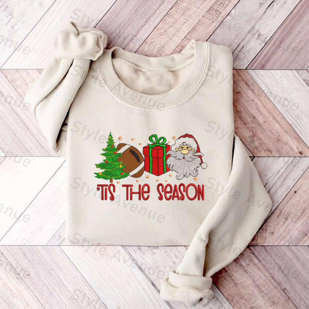 Tis The Season Christmas Tree Machine Embroidery Sweatshirt, Santa Gifts.jpg