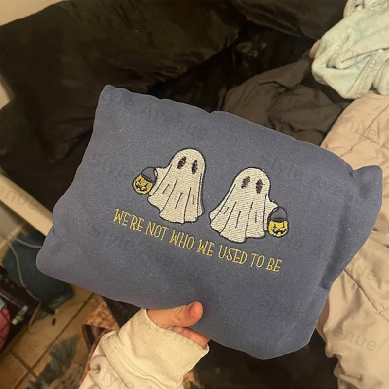 Two Ghosts Embroidered Sweatshirt 2D Crewneck Sweatshirt For Women And Men.jpg