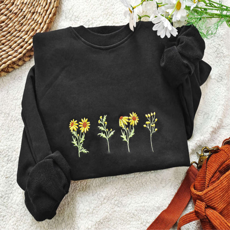 Vintage Sunflower Embroidered Sweatshirt 2D Crewneck Sweatshirt For Women And Women.jpg