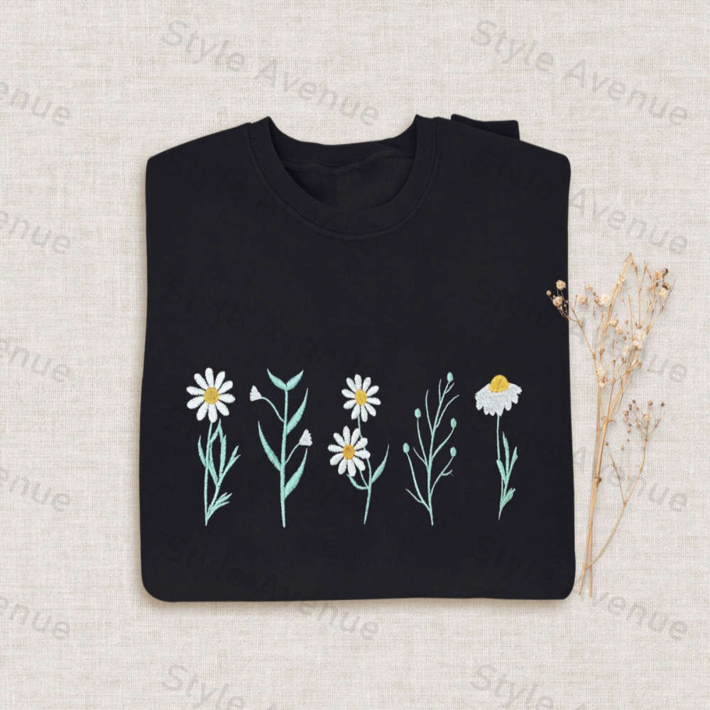 Wildflowers Embroidered Sweatshirt 2D Crewneck Sweatshirt For Family.jpg