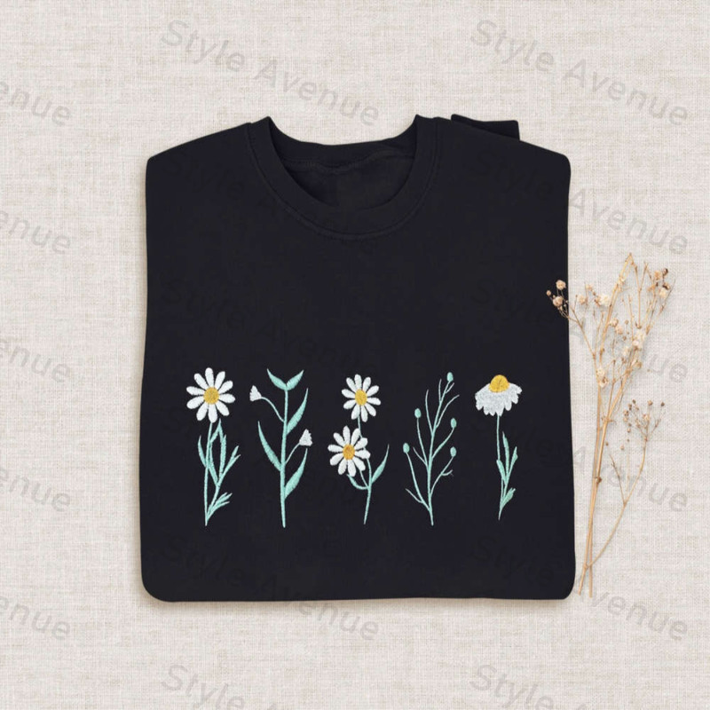 Wildflowers Embroidered Sweatshirt 2D Crewneck Sweatshirt For Family.jpg