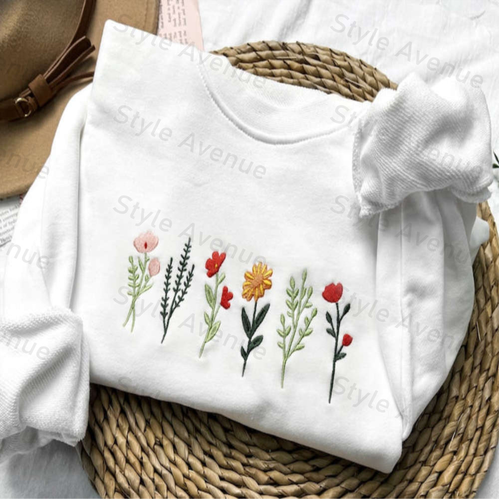 Wildflowers Embroidered Sweatshirt 2D Crewneck Sweatshirt Best Gift For Family 1.jpg