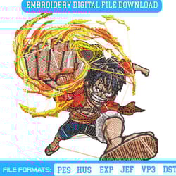 luffy fire punch embroidery design download file anime one piece file